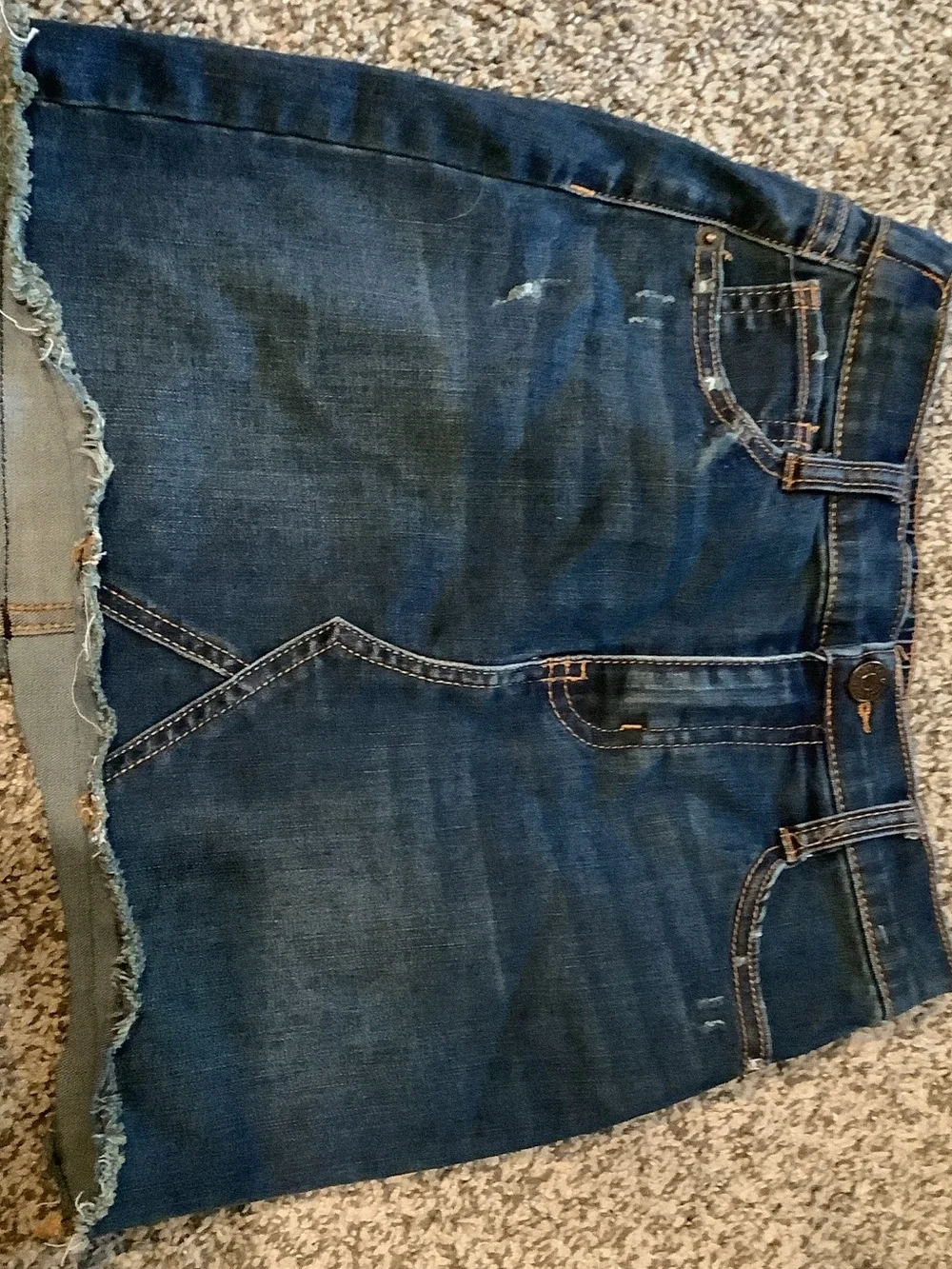 Girls 7/8 Cat & Jack Dark Blue Denim Kids' Frayed Hem Skirt